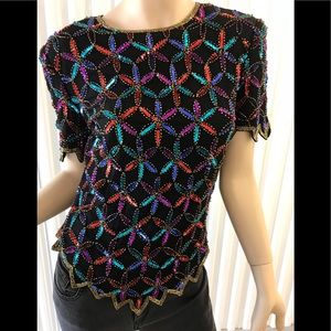 Adrianna Papell silk sequined top